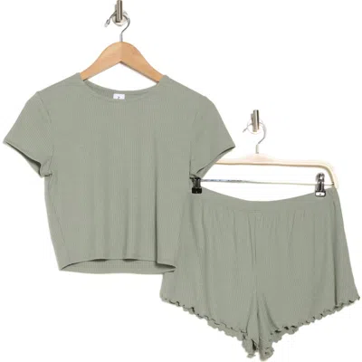 Abound Ribbed Shortie Pajamas In Green Halo