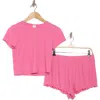 Abound Ribbed Shortie Pajamas In Pink Boss