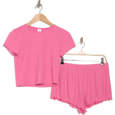 Abound Ribbed Shortie Pajamas In Pink Boss
