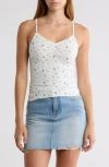 Abound Ruched Front Cami In Ivory- Blue Rosebuds