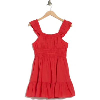 Abound Ruffle Strap Tiered Cotton Minidress In Red