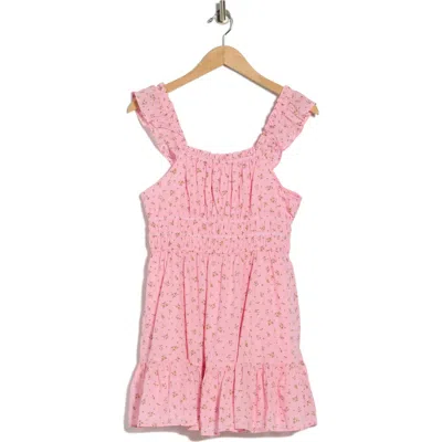 Abound Ruffle Strap Tiered Cotton Minidress In Pink