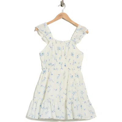 Abound Ruffle Strap Tiered Cotton Minidress In White