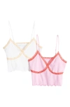 Abound Ryan 2-pack Assorted Lace Camisoles In White/ Pastel Multi