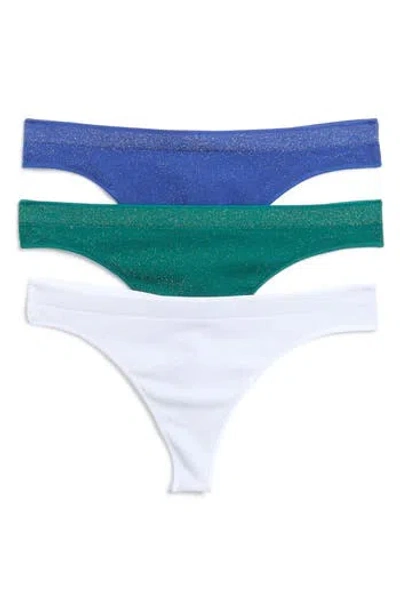 Abound Sammy Seamless Thong In Blue Mazarine-white-gold Lurex