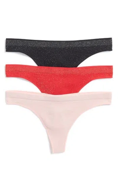 Abound Sammy Seamless Thong In Red Lurex -black Lurex