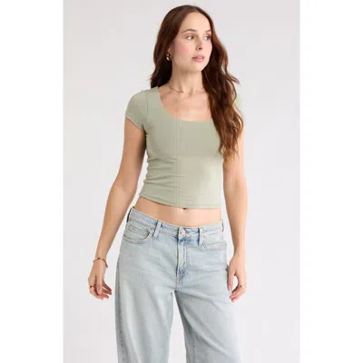 Abound Scoop Neck Cap Sleeve Crop T-shirt In Green