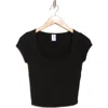 Abound Scoop Neck Cap Sleeve Crop T-shirt In Black