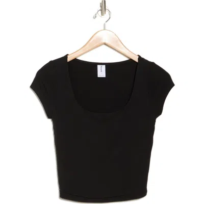 Abound Scoop Neck Cap Sleeve Crop T-shirt In Black