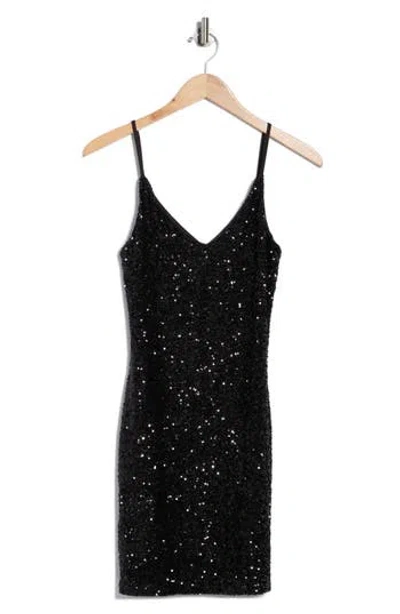 Abound Sequin Linen Blend Minidress In Black