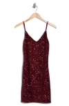 Abound Sequin Linen Blend Minidress In Burgundy