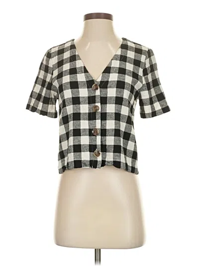 Pre-owned Abound Short Sleeve Blouse In Black