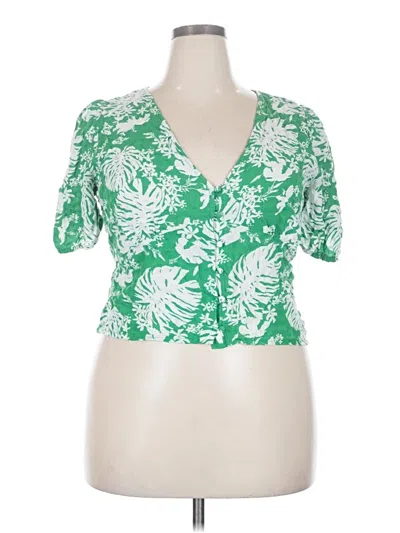 Pre-owned Abound Short Sleeve Blouse In Green