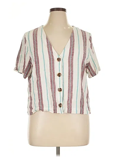 Pre-owned Abound Short Sleeve Blouse In Ivory