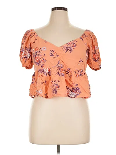 Pre-owned Abound Short Sleeve Blouse In Orange