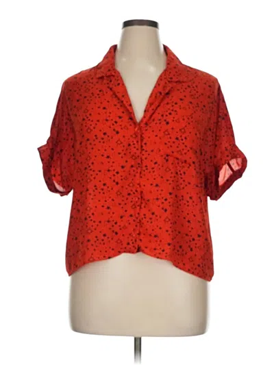 Pre-owned Abound Short Sleeve Blouse In Red