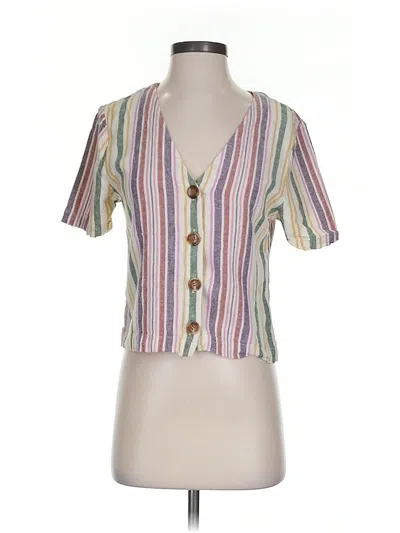 Pre-owned Abound Short Sleeve Blouse In White