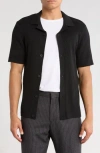 Abound Short Sleeve Button-up Sweater In Black