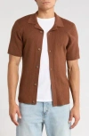 Abound Short Sleeve Button-up Sweater In Brown