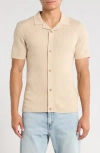 Abound Short Sleeve Button-up Sweater In Neutral