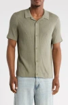 Abound Short Sleeve Button-up Sweater In Green Chaparral
