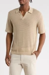 Abound Short Sleeve Johnny Collar Knit Polo In Tan Nantucket