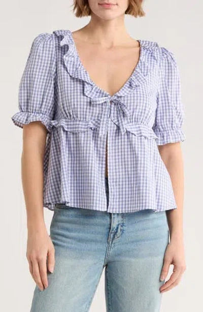 Abound Short Sleeve Ruffle Top In Blue