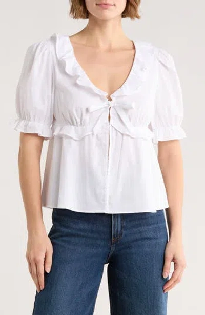 Abound Short Sleeve Ruffle Top In White
