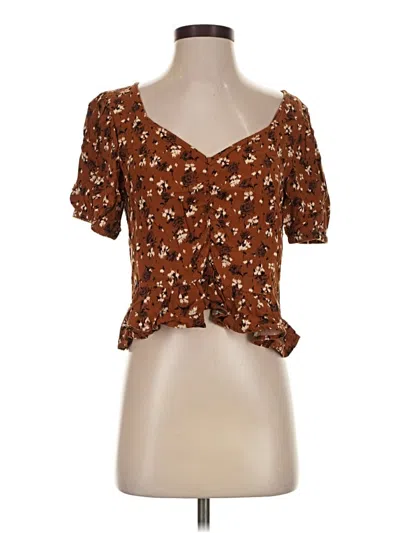 Pre-owned Abound Short Sleeve Top Brown Sweetheart Neckline Tops
