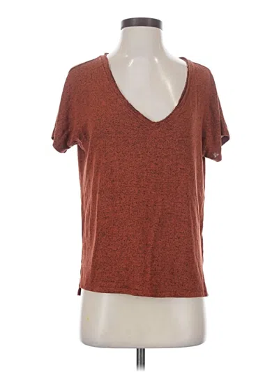 Pre-owned Abound Short Sleeve Top Brown V-neck Tops