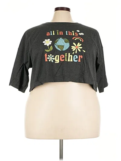 Abound Short Sleeve Top Gray Sweetheart Neckline Tops