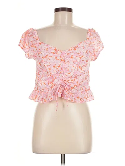 Pre-owned Abound Short Sleeve Top Pink Sweetheart Neckline Tops