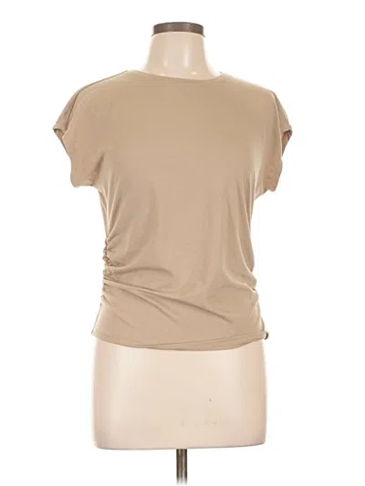 Pre-owned Abound Short Sleeve Top Tan Cowl Neck Tops In Brown