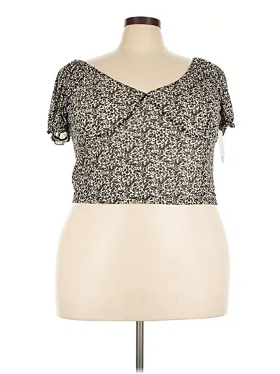 Abound Short Sleeve Top Tan Sweetheart Neckline Tops