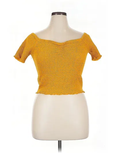 Pre-owned Abound Short Sleeve Top Yellow Sweetheart Neckline Tops