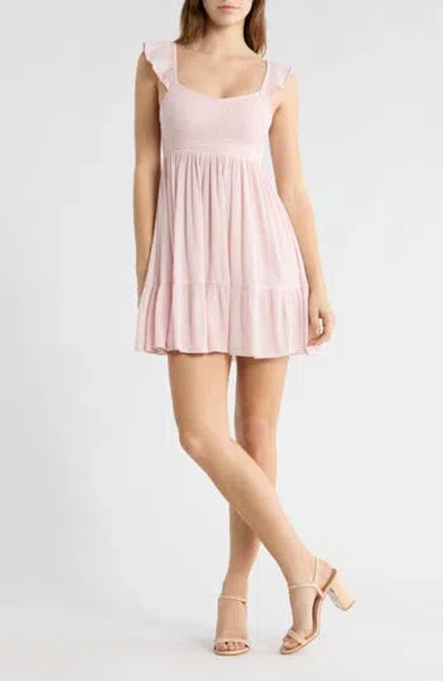 Abound Smocked Flutter Sleeve Minidress In Pink