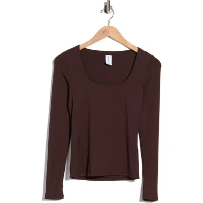 Abound Square Neck Long Sleeve Top In Brown Coffee