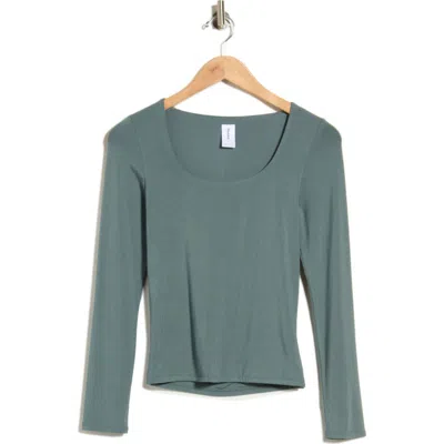 Abound Square Neck Long Sleeve Top In Green Balsam