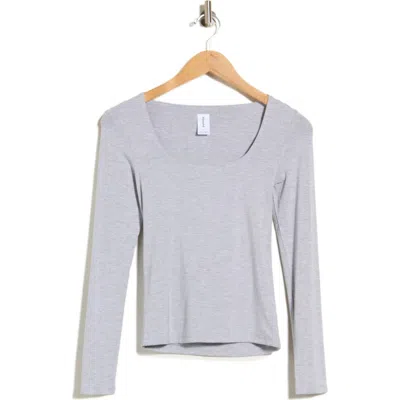 Abound Square Neck Long Sleeve Top In Grey Soft Heather