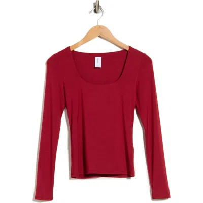 Abound Square Neck Long Sleeve Top In Red Cinder