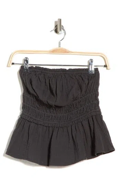 Abound Strapless Ruffle Gauze Top In Brown