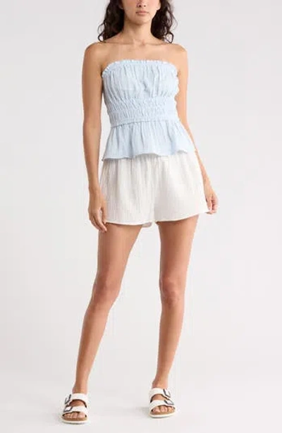 Abound Strapless Ruffle Gauze Top In Blue