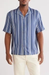 Abound Stripe Camp Shirt In Blue Indigo Link Stripe