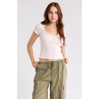 Abound Sweet Pointelle Scoop Neck Top In Gray