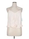 Abound Tank Top Pink Halter Neckline Tops In White