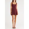Abound Tie Back Satin Minidress In Burgundy