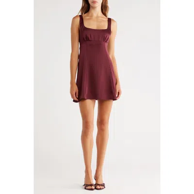 Abound Tie Back Satin Minidress In Burgundy