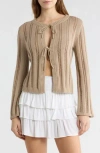 Abound Tie Front Cardigan In Brown
