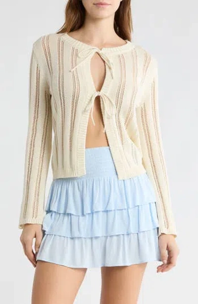 Abound Tie Front Cardigan In White