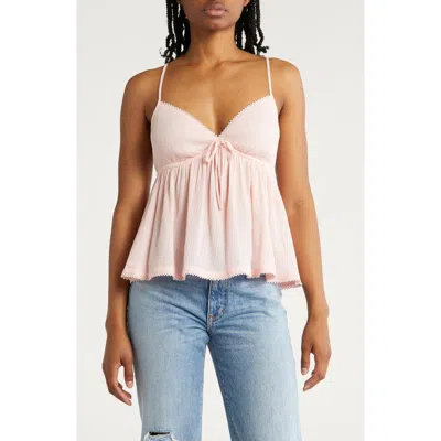 Abound Tie Front Cotton Babydoll Camisole In Pink Sky
